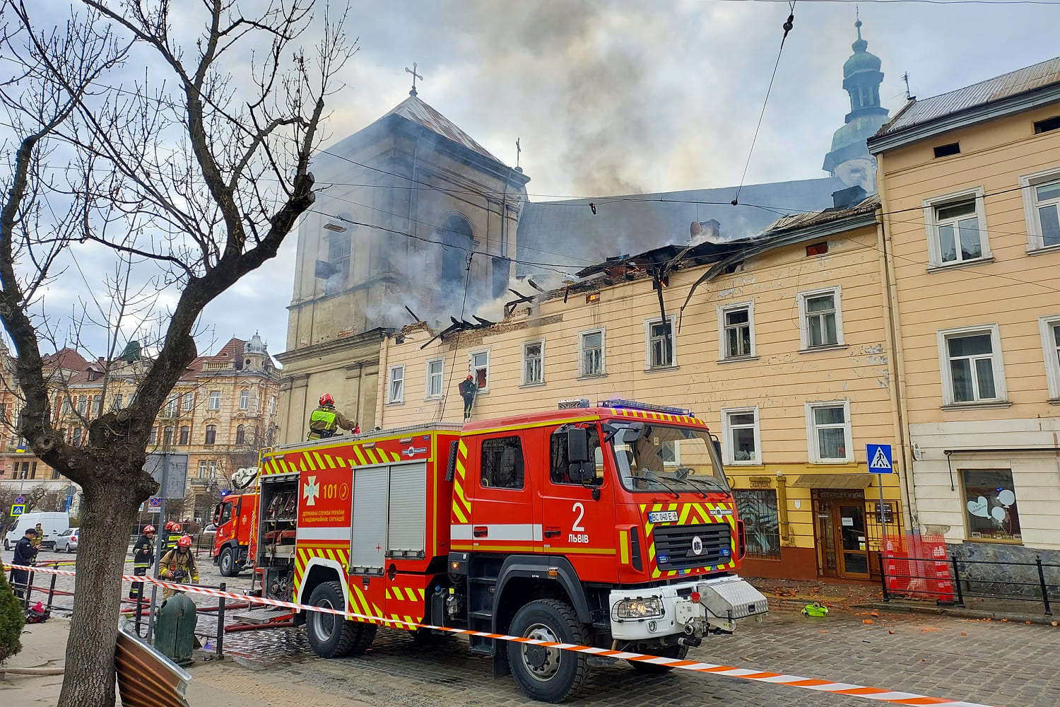 Russian drones attack downtown Lviv in broad daylight